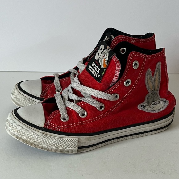 Converse x Looney Tunes Bugs Bunny Collaboration Red High Tops Size 13 - Picture 5 of 11